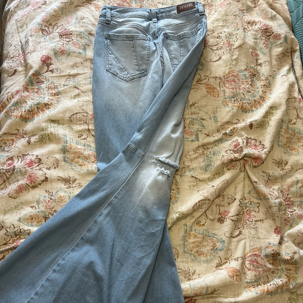 Shyanne Light Wash Distressed Bell Bottoms